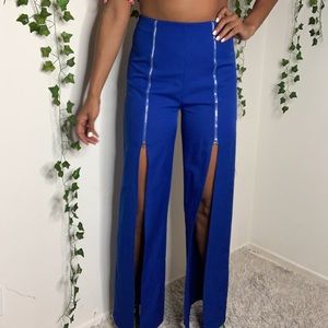 Tall Blue Zip Front Pants